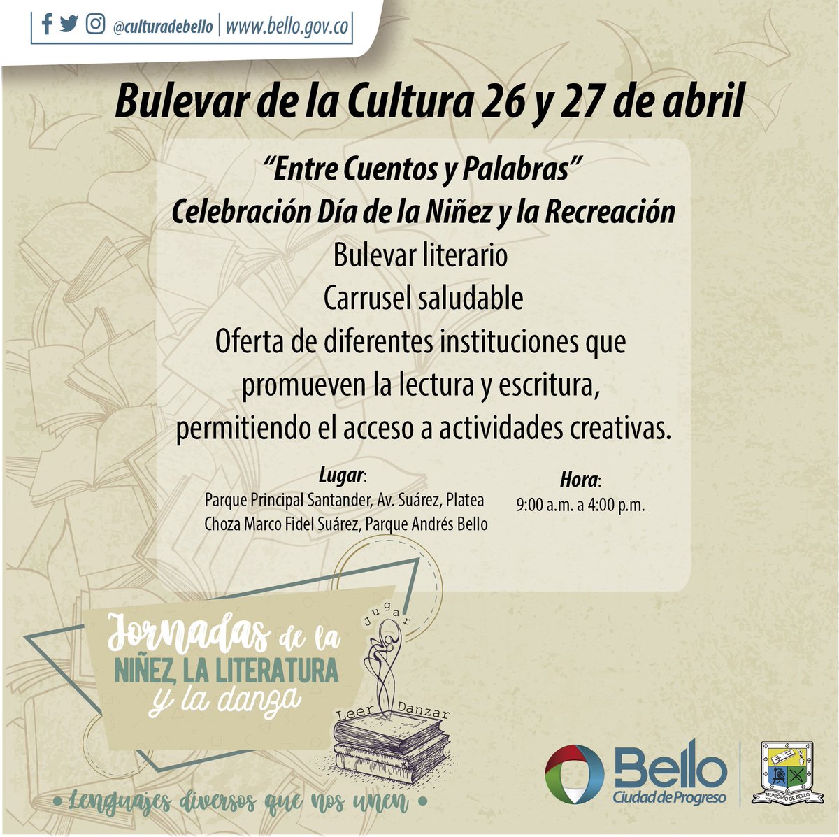CulturadeBello's tweet photo. Bulevar de la Cultura. Un espacio creado para disfrutar con la familia y amigos. Los esperamos💃🕺
#SomosCultura https://t.co/co0lFaIp3a