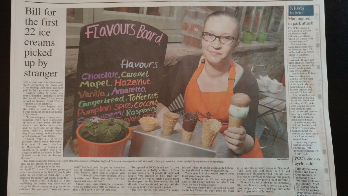 PavlovaCoffee's tweet photo. In the papers.....😊 #raok #Crickhowell #breconbeacons #RandomActsOfKindness https://t.co/s3NKAWZw78