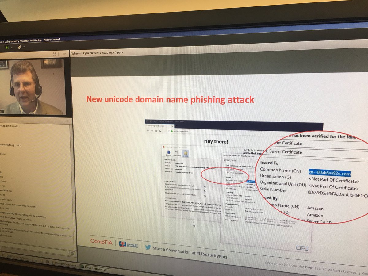 piscestls's tweet photo. Scary phishing! What can we do? #CyberSec #LTSecurityPlus @CompTIA @LearningTree https://t.co/AOeFzNtUzs