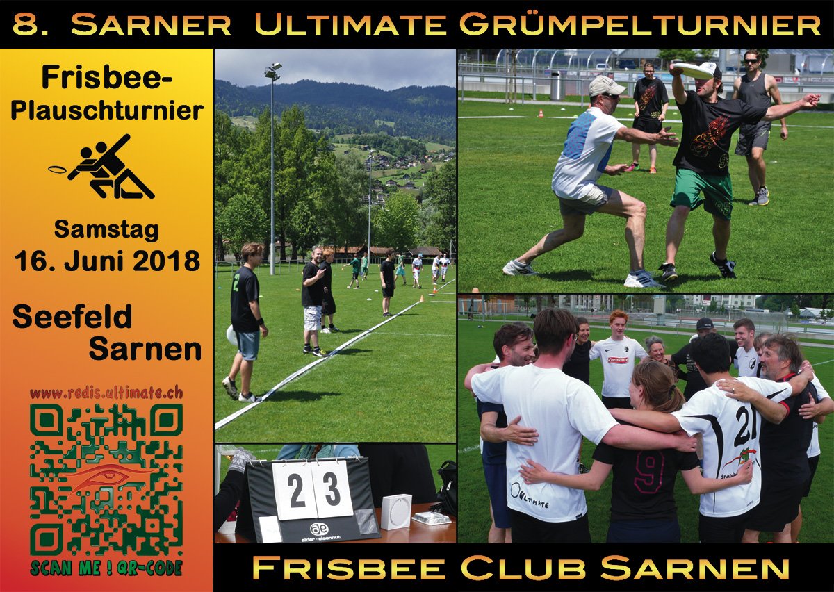 RedisUltimate's tweet photo. 8. #Ultimate #Frisbee #Grümpelturnier in #Sarnen
Samstag, 16. Juni 2018 - Sportplatz Seefeld

Infos &amp; Anmeldung:
https://t.co/WofGU75TmW https://t.co/aqEbZAOoXI