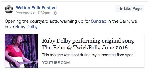 RubyDelby's tweet image. Can&apos;t wait to play Walton Folk Festival next Sunday (May 6th)!   folkradio.co.uk/2018/01/walton…