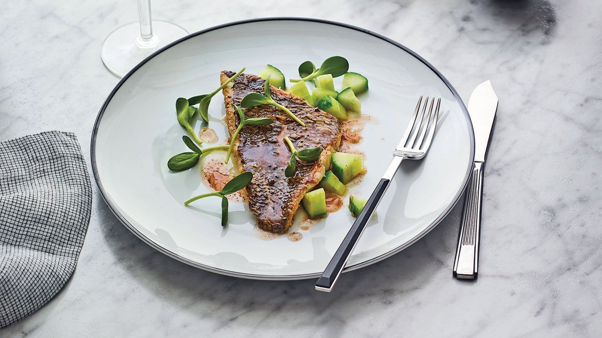 Perfect Match Recipe: Black Bass with Hot Black Butter, Sunflower Sprouts and Cucumber (Wine Spectator) dlvr.it/QQvbHZ