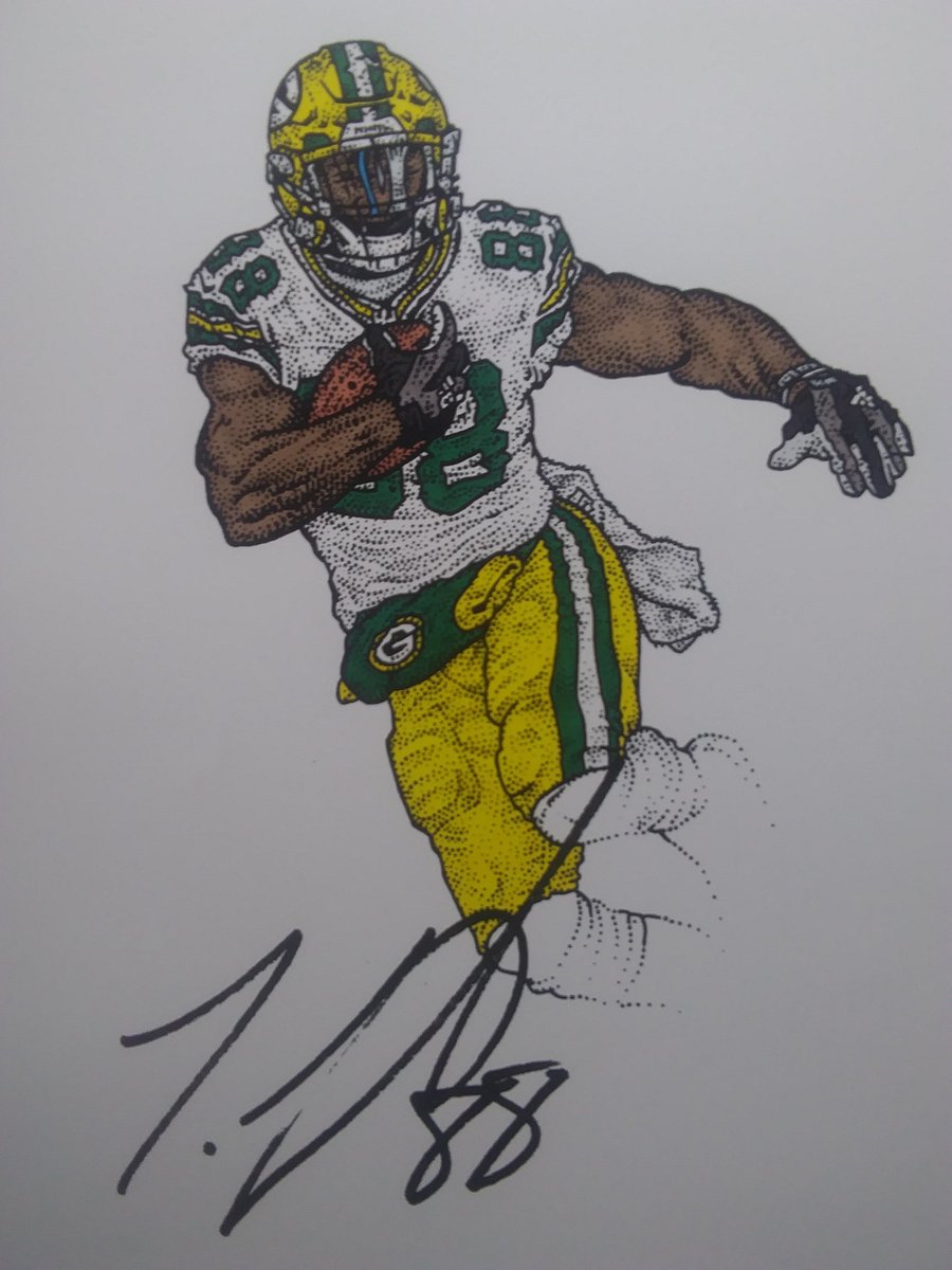 TheDuurg's tweet photo. @TyMontgomery2 Dug your speech on worthless stones. And thanks again for the autograph. #GreenBay #packers #doodle #potboiler https://t.co/9IVG9MIhrH