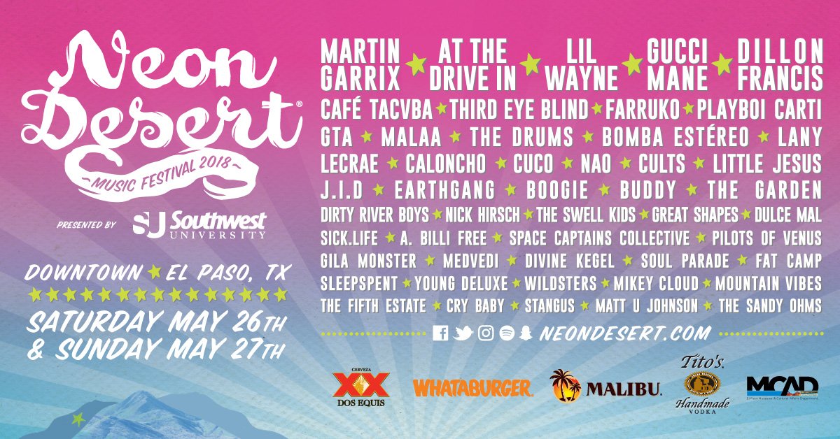 NeonDesert's tweet photo. Congratulations to Cardi B! We wish her a happy and healthy pregnancy! While we were excited to have her on our lineup, we would like to officially welcome Lil Wayne to #NDMF2018 https://t.co/lRZmZFFIxP