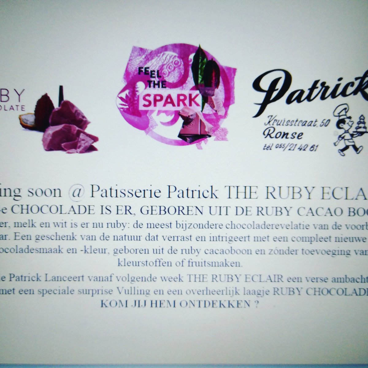 Coming soon @ patisserie patrick the ruby eclair