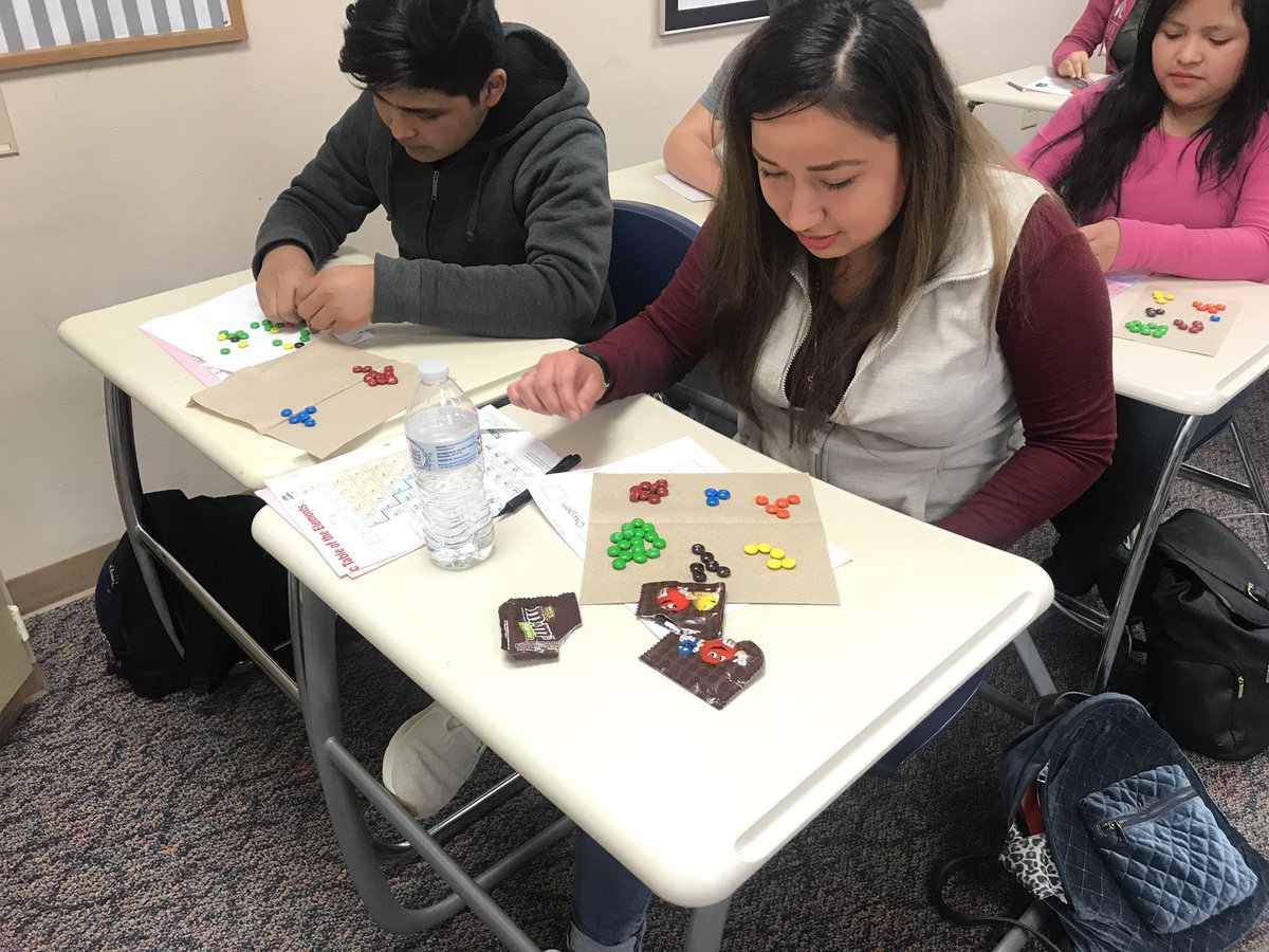 HelicaDC's tweet photo. Learning to balance⚖️ Chemical Equations today using m&amp;m’s and Skittles😋#DCHSScienceRocks https://t.co/vqYB9E4wMU
