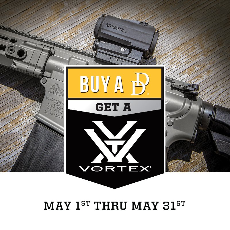 DenverGunRange's tweet photo. May is Daniel Defense month! Purchase one of our Daniel Defense rifles during the month of MAY and receive a FREE Vortex SPARC AR Red Dot! https://t.co/8ooH3OKkjs