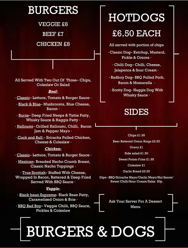 FRIDAY FREEBIE
To celebrate our new menu we are giving away 100 FREE burgers &amp; Dogs. To Claim yours all you have to do is Share this image on Facebook, retweet on twitter or save to collection on Instagram and show to a member of staff. T&amp;Cs apply <a href="/Glasgow_Live/">Glasgow Live</a> <a href="/GlasgowPubGuide/">Glasgow Pub Guide</a>