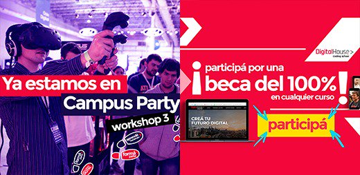 _digitalhouse's tweet image. ¡Ya estamos en Campus Party! Agendate todos nuestros workshops y ¡no te pierdas ninguno! Formá parte de nuestra comunidad  🙆🏼‍♀👩🏻‍💻🙌🏻 #CampusParty #CPR2 #FormaParte

bit.ly/2J2jRtd