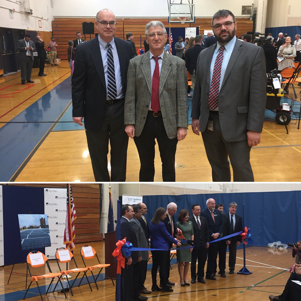 NYPA's Energy Efficiency team that helped implement the #SUNYNewPaltz Solar+Storage project attended the ribbon cutting ceremony to celebrate the completion of this successful project. #collaboration #energyefficiency #solar #batterystorage #BuildSmartNY