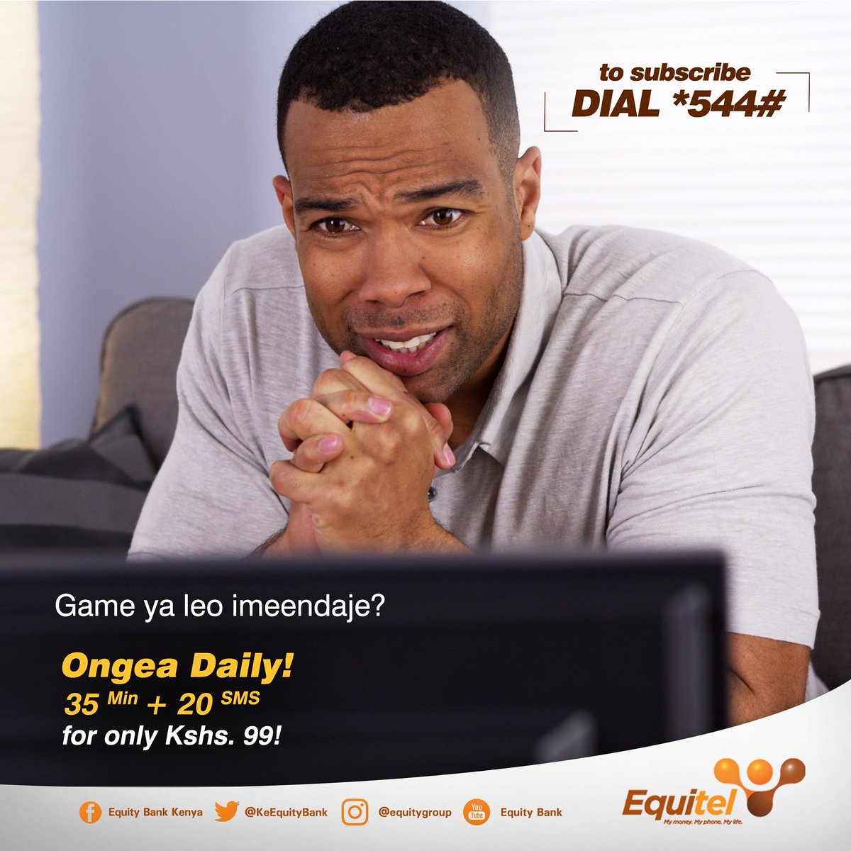 AwinjaNyamwalo's tweet photo. Wale watu wa kusema game ya leo imeendaje mko wapi? Call your friends for longer and discuss football with them by subscribing to the Daily Ongea Bundles plan from Equitel. Dial *544#. #SaveNaEquitel #2018NiKusave https://t.co/OFzLOlJXri