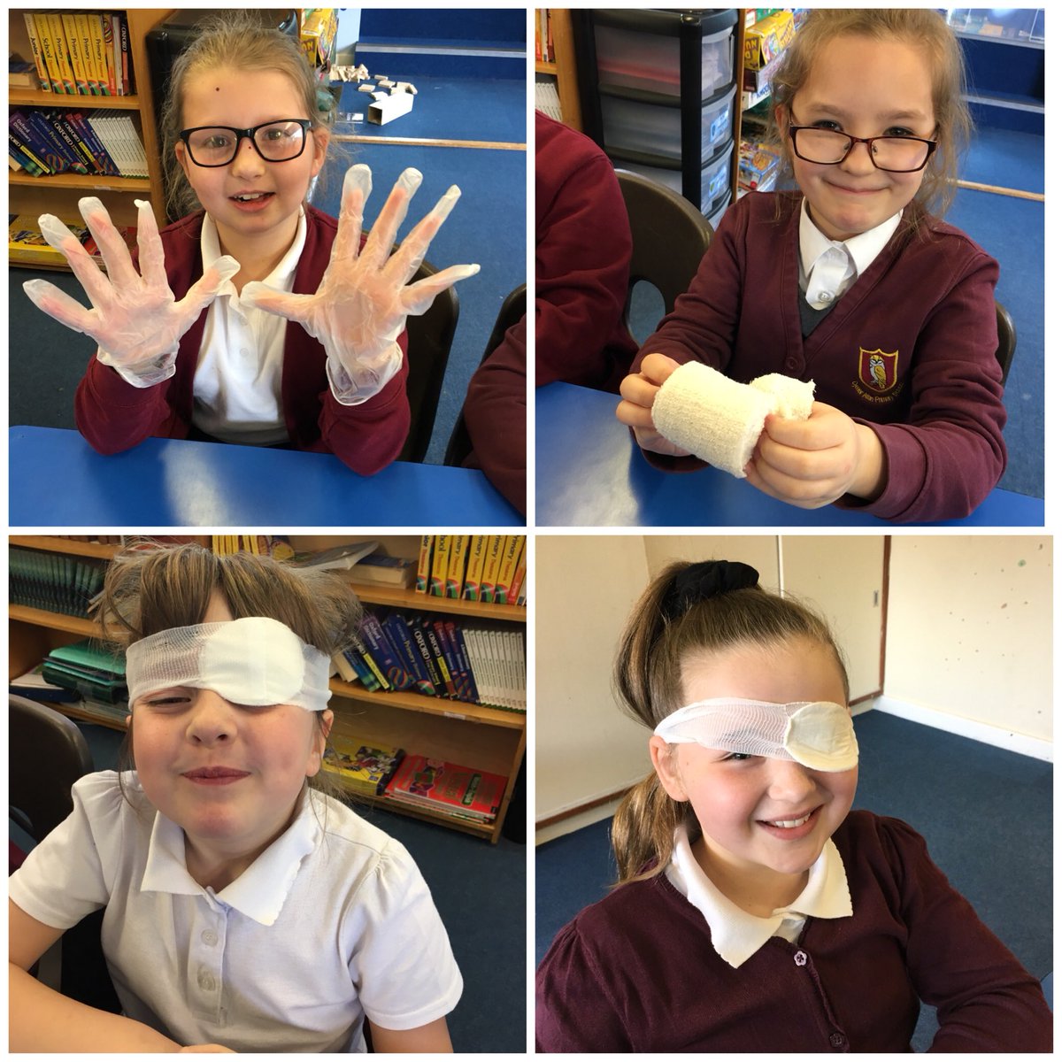 CymerPrimary's tweet photo. Our First Aid Club was a success this lunch time. We were shown different types of bandages and how to apply them. #FirstAidClub https://t.co/O5FcLxSwp6