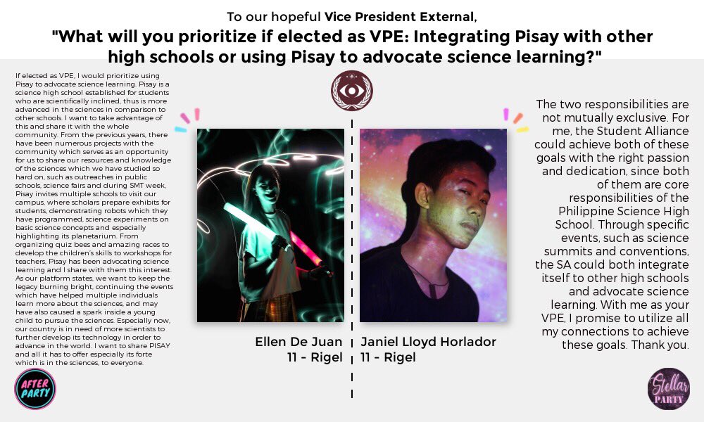 PSHSWVCComElec's tweet photo. Things get heated up as our candidates for SA VPE make the choice to either promote the school itself or promote what the school stands for. The fire is always burning bright, don’t you agree? 🔥 https://t.co/WB2BnuJWGp