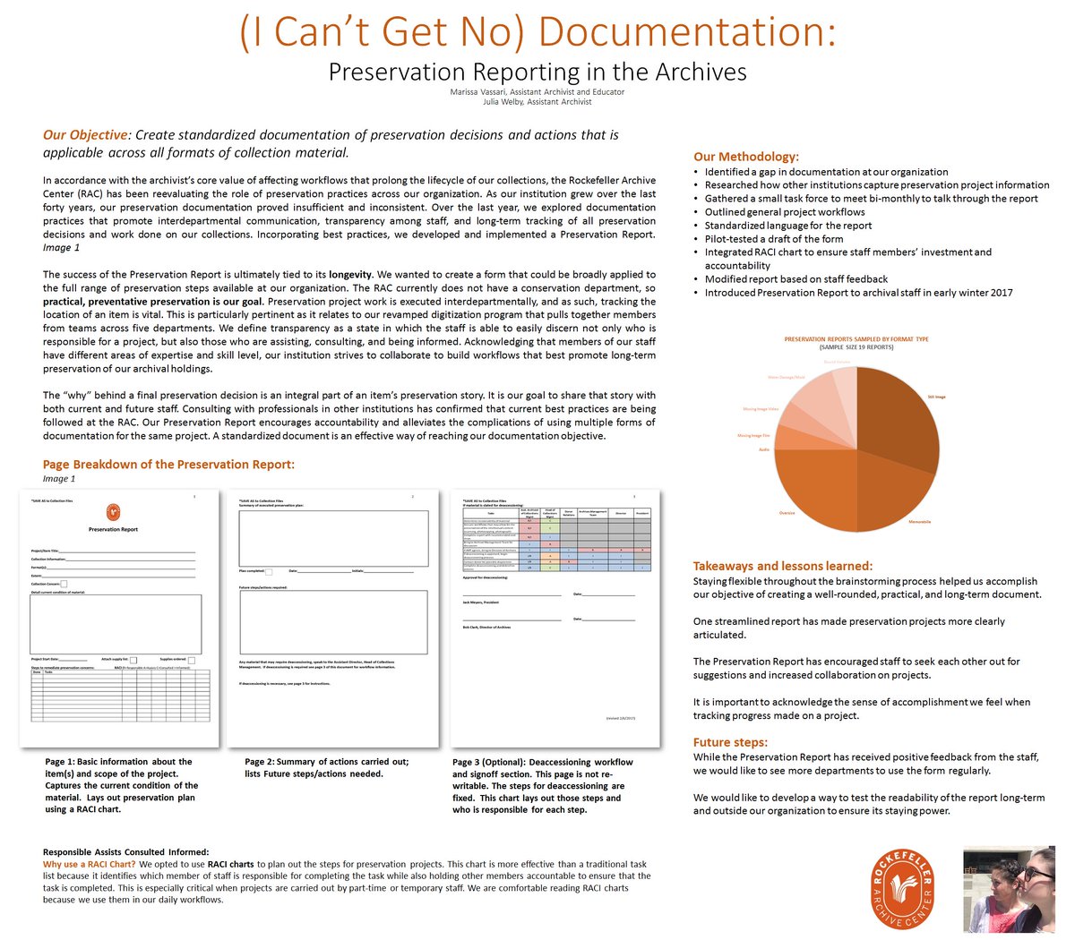 rockarch_org's tweet photo. 1. (I Can’t Get No) Documentation: Preservation Reporting in the Archives. 
This work was presented at AIC’s 2017 Annual Conference. We are excited to revisit our work today and push further the conversation on practical documentation around preservation activities. #PresTC https://t.co/bhazQyAiI0