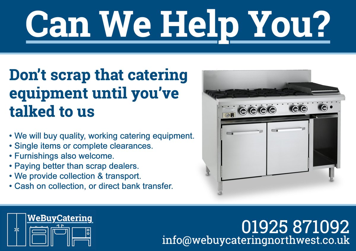 Are you refurbishing your business? 
We'll buy all commercial kitchen equipment &amp; furnishings CASH PAID
#Catering