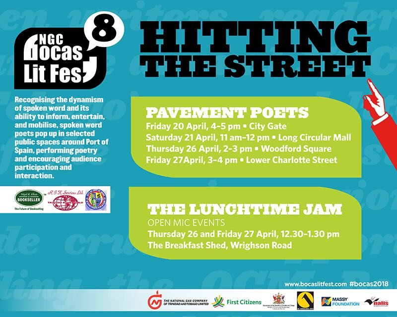 bocaslitfest's tweet photo. Not at @NALISTT but still in Port of Spain? Don't miss today's #PavementPoets! We kick off at 2 pm, at the infamous University of Woodford Square! https://t.co/O6A65zcWae