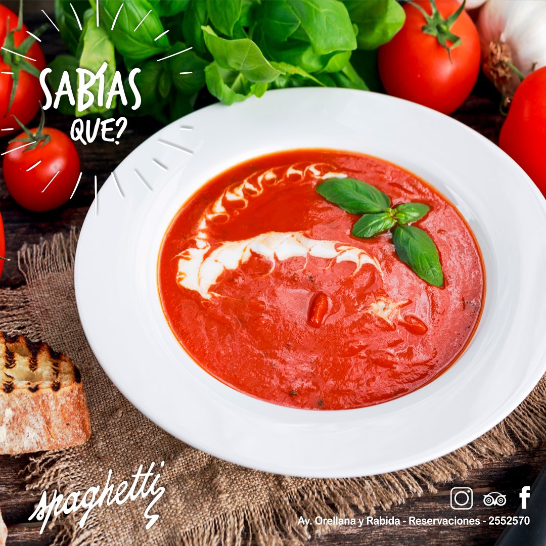Spaghetti_ec's tweet photo. ¿Sabías que el tomate era conocido como la “manzana del amor”? 🍅♥️ Así es, fueron los franceses quienes lo llamaron pomme d’amour, es decir, “manzana del amor”. Ven y disfruta en Spaghetti esta deliciosa sopa llena de amor.  🍅♥️ #felizjueves https://t.co/iZXUe4cT5r