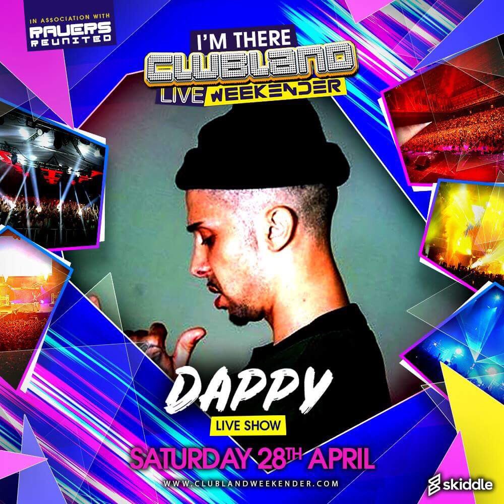 #ClublandWeekender2018 

We welcome @TheDappy 😝

@chris_ultrabeat @KeyesMC @HixxyUK @djdougal @StonebankMusic @FlipAndFill @robcaindj @mickymodelle @DeeDee_Off @IanVanDahlDj @themcfinchy @CoverJordan @djscottbrown @markbreezeuk @realemceestorm @DJjoeyriot