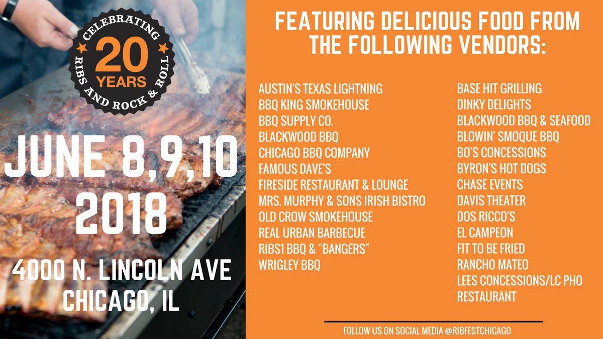 We are so excited to announce all of our 2018 #RibfestChicago food vendors! Take a look at the list and let us know who you are most excited for!