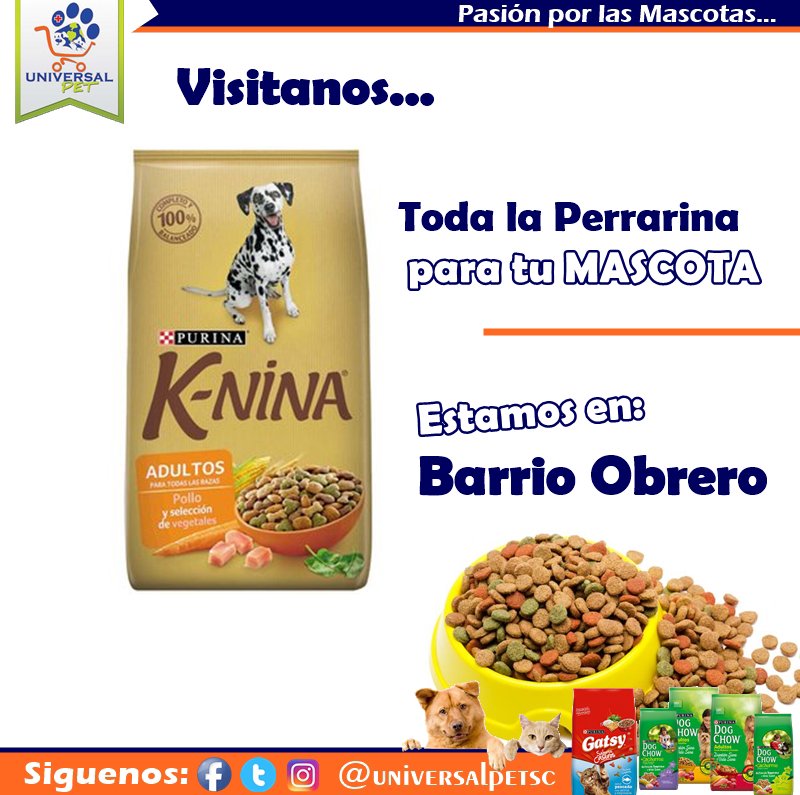 UniversalPetSc's tweet photo. Estas buscando #perrarina y no encuentras...
Tenemos toda la que necesitas para tú #Mascota en la Calle 9, entre Carreras 20 y 21, local 20-62 Barrio Obrero San Cristobal Edo. Tachira/0276-3557823
#TiendadeMascotas #PetShop #Gatarina https://t.co/DnLHNbTwYK