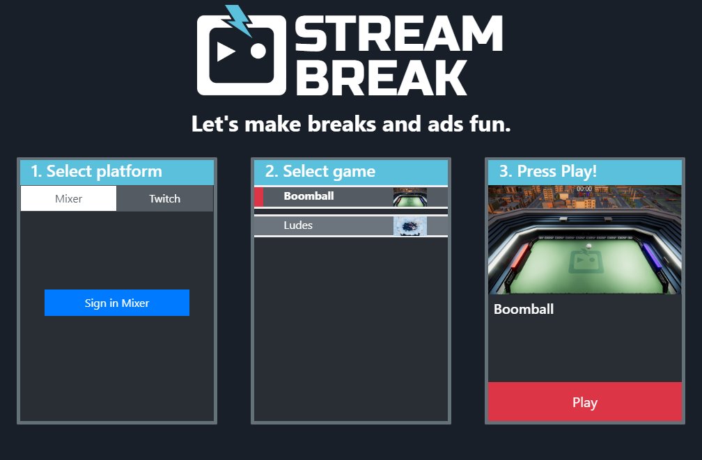 streambreaktv's tweet photo. First look at our prototype-launcher! It's an easy 3-step process: 
- Sign in
- Select a game/ad
- Press "Play"
Done - you are good to go! Our software takes care of everything in the background, establishes the connection to your stream and is able to read all viewer inputs. https://t.co/mEjuwQeK8k
