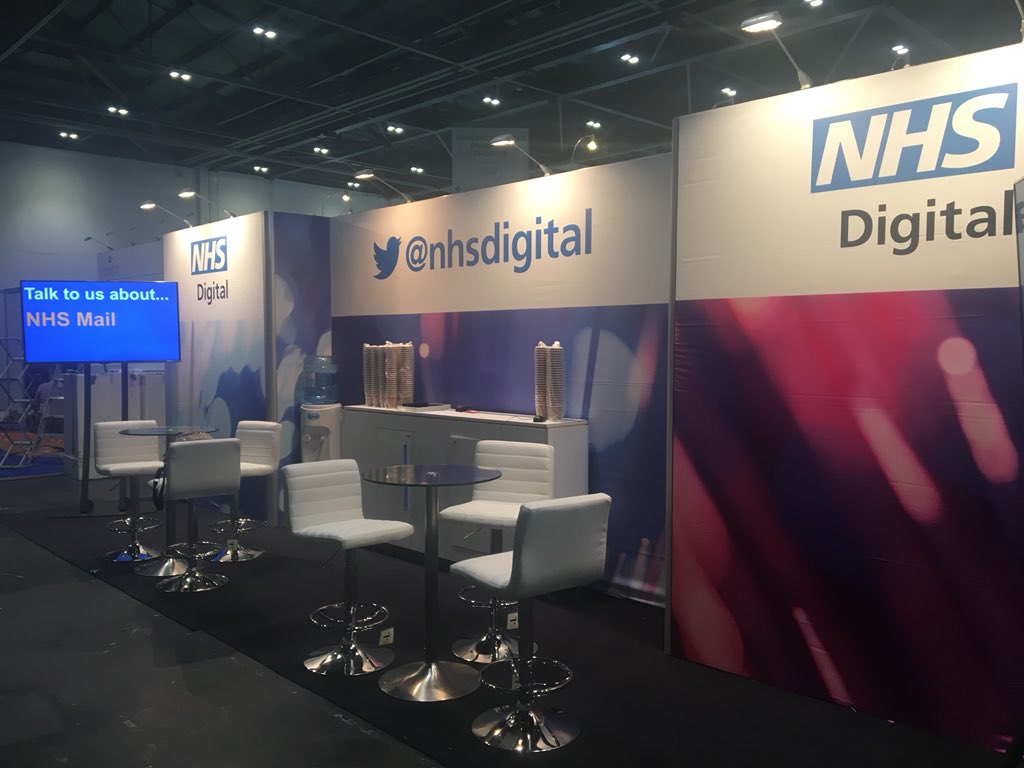 R_Ashcroft's tweet photo. All set for @CPCongress over the next two days. Come and visit @NHSDigital on stand J45 to learn about and contribute to the great work we are doing on Medicines and Pharmacy #CPCongress https://t.co/SPV7IIQMzM