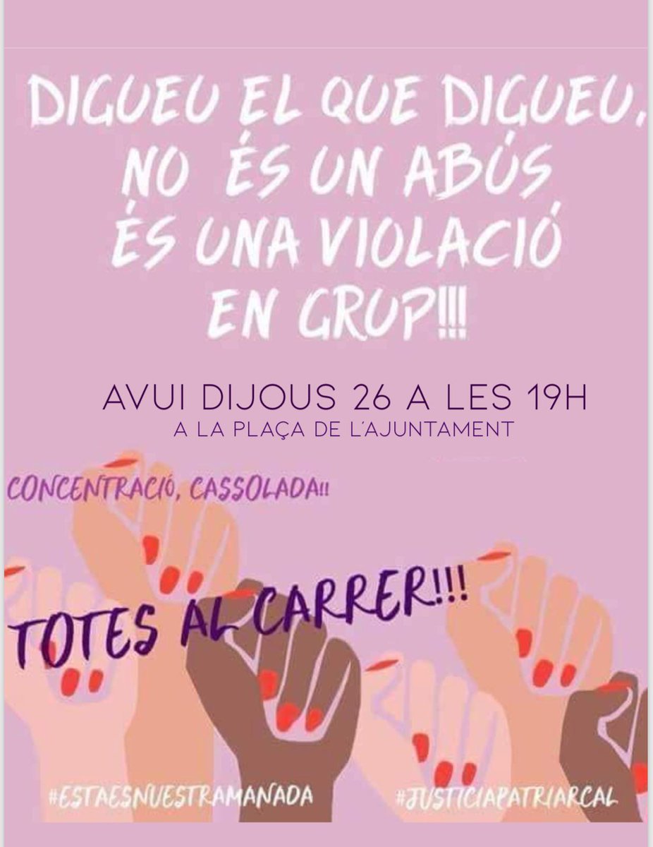 Avui tothom a la plaça de #SantEstevedelesRoures o a les places dels vostres pobles i ciutats. Ja n'hi ha prou! #lamanada #joetcrec #EstaEsNuestraManada