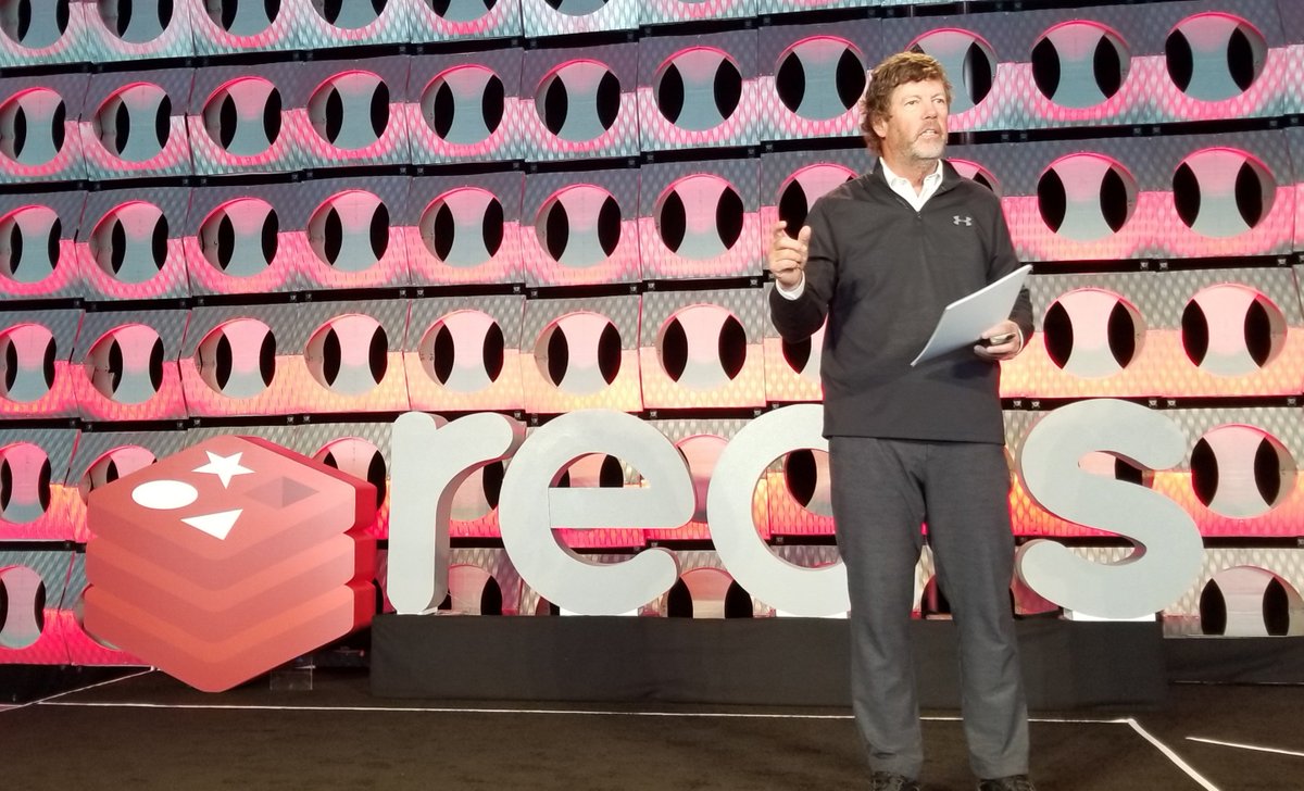 Redisinc's tweet photo. .@scottmcnealy #Databases do matter. I learned that the hard way. #Redis has knocked the covers off the ball. I care about #OpenSource and choice. #RedisConf https://t.co/Rql2LGsFs9
