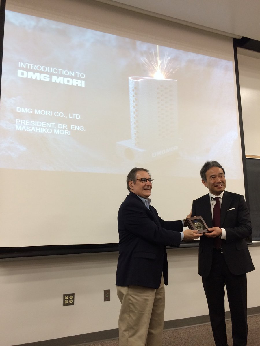 PSUMakerProf's tweet photo. Honored to have THE Dr Mori of DMG Mori-Seiki &amp; @dmgmoriusa visiting @pennstateime and #CIMP3D to receive 2018 Pioneer in #AdditiveManufacturing Innovation Award https://t.co/BsWFkXrAzn