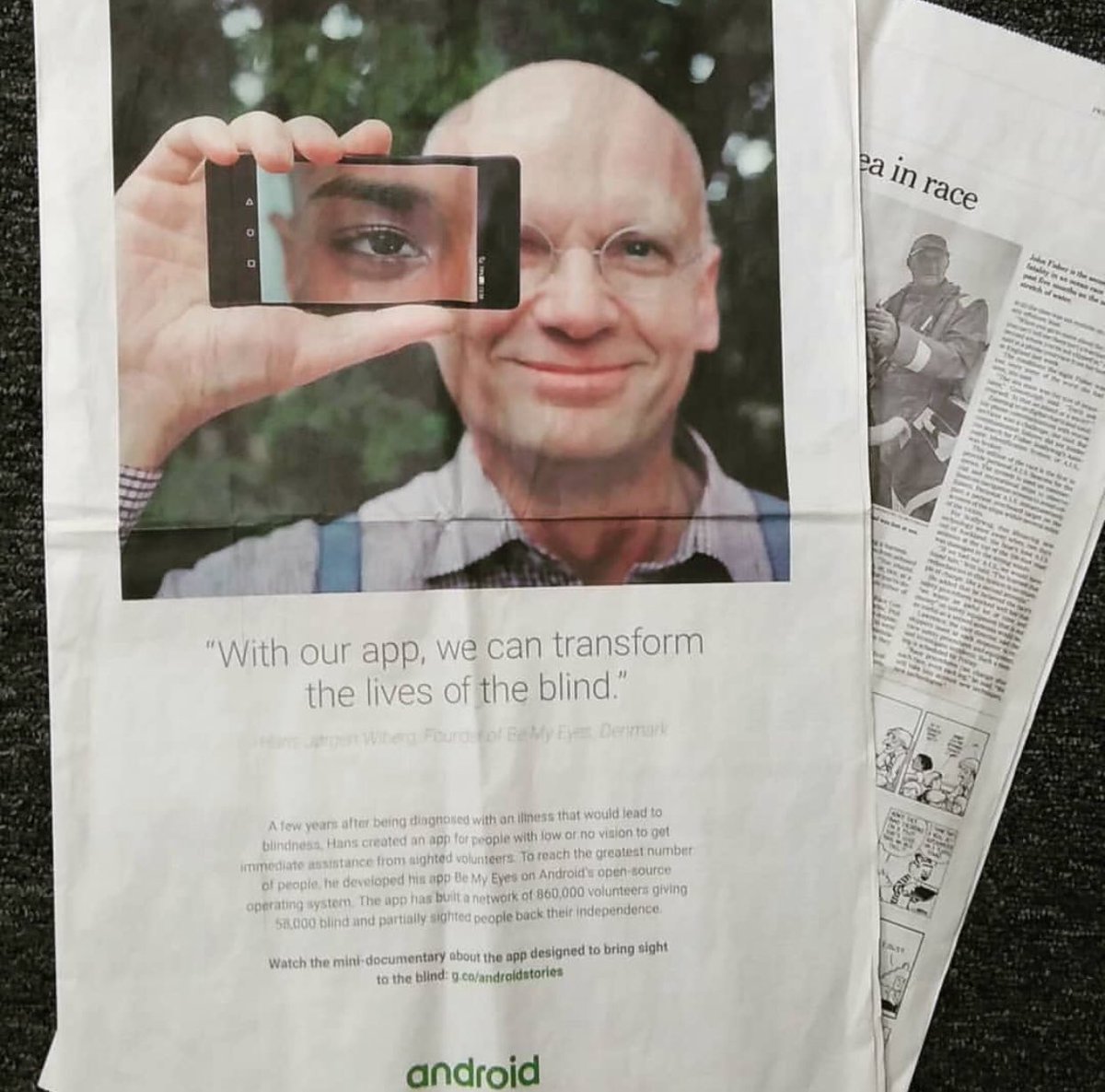 BeMyEyes's tweet photo. Extremely proud to be featured in @nytimes 🎉 #accessibility @Android https://t.co/nHnLhGvfHz