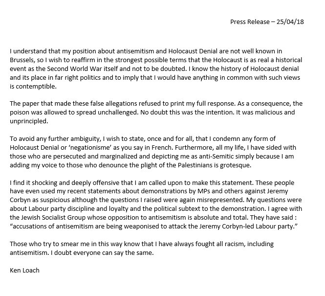 KL* Furthermore, all my life, I have sided with those who are persecuted and marginalized and depicting me as anti-Semitic simply because I am adding my voice to those who denounce the plight of the Palestinians is grotesque. - Full Press release attached 2/2