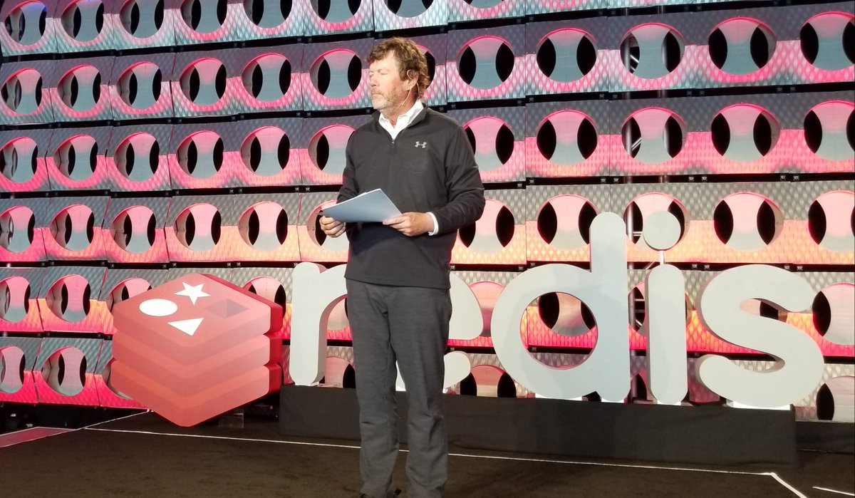 Redisinc's tweet photo. .@scottmcnealy #GDPR is today's #Y2K. Government regulators are coming at data fast. #RedisConf https://t.co/Ze2Aof9Psy