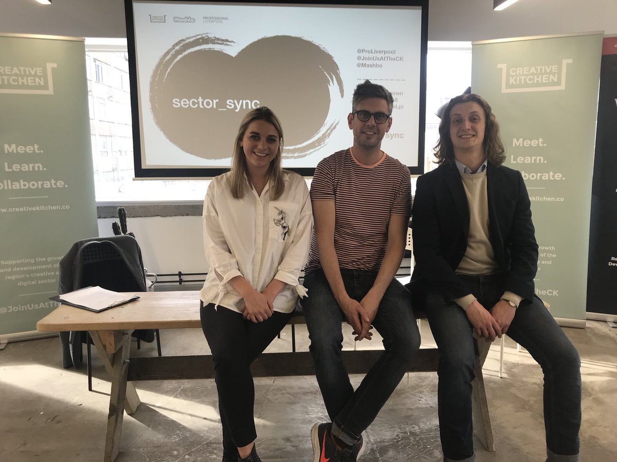 ProLiverpool's tweet photo. The Sector Sync Crew! Our Marketing &amp; Comms Assisant, Rosie Davis and @Mashbo’s BDM &amp; Co-founder / MD Shaun Roberts and Gavin Sherratt... https://t.co/U84xMCPS8w
