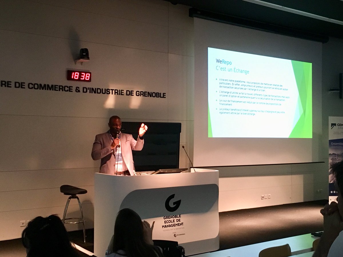 GEM_JC's tweet photo. Première startup à présenter son projet : WeRepo, la plateforme de financement alternative CtoC
#CEG2018 https://t.co/RhBeHrLvGy