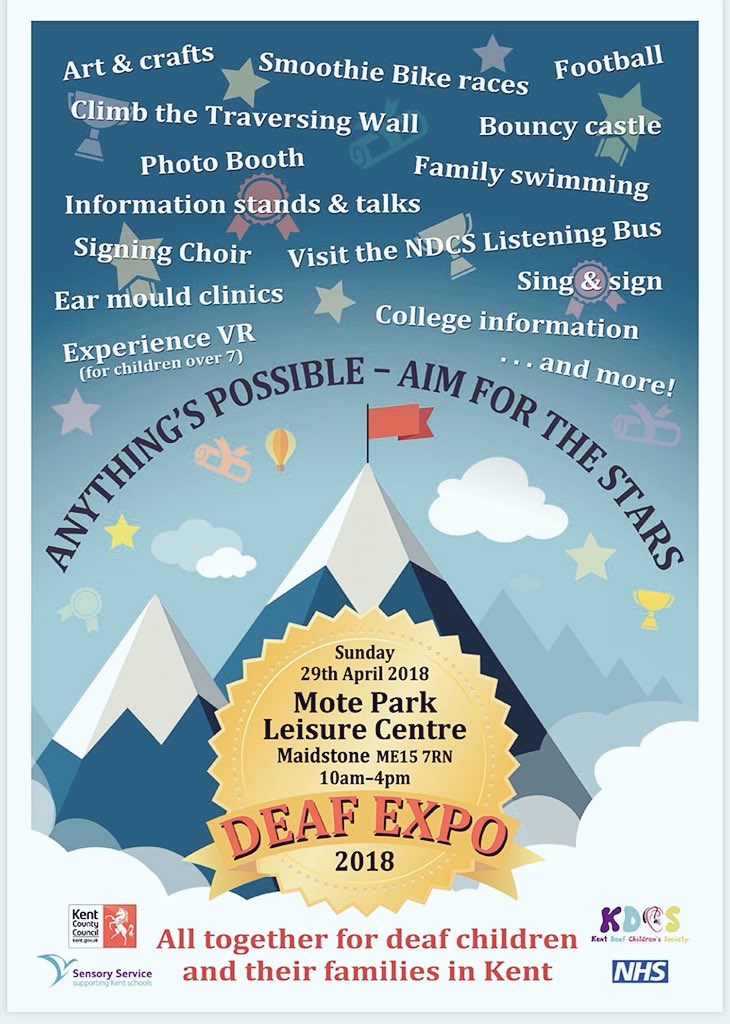 If you have #deaf children in your family, it’ll be worth getting along to #Maidstone this Sunday...
More details from <a href="/KDCSorg/">KDCS</a>