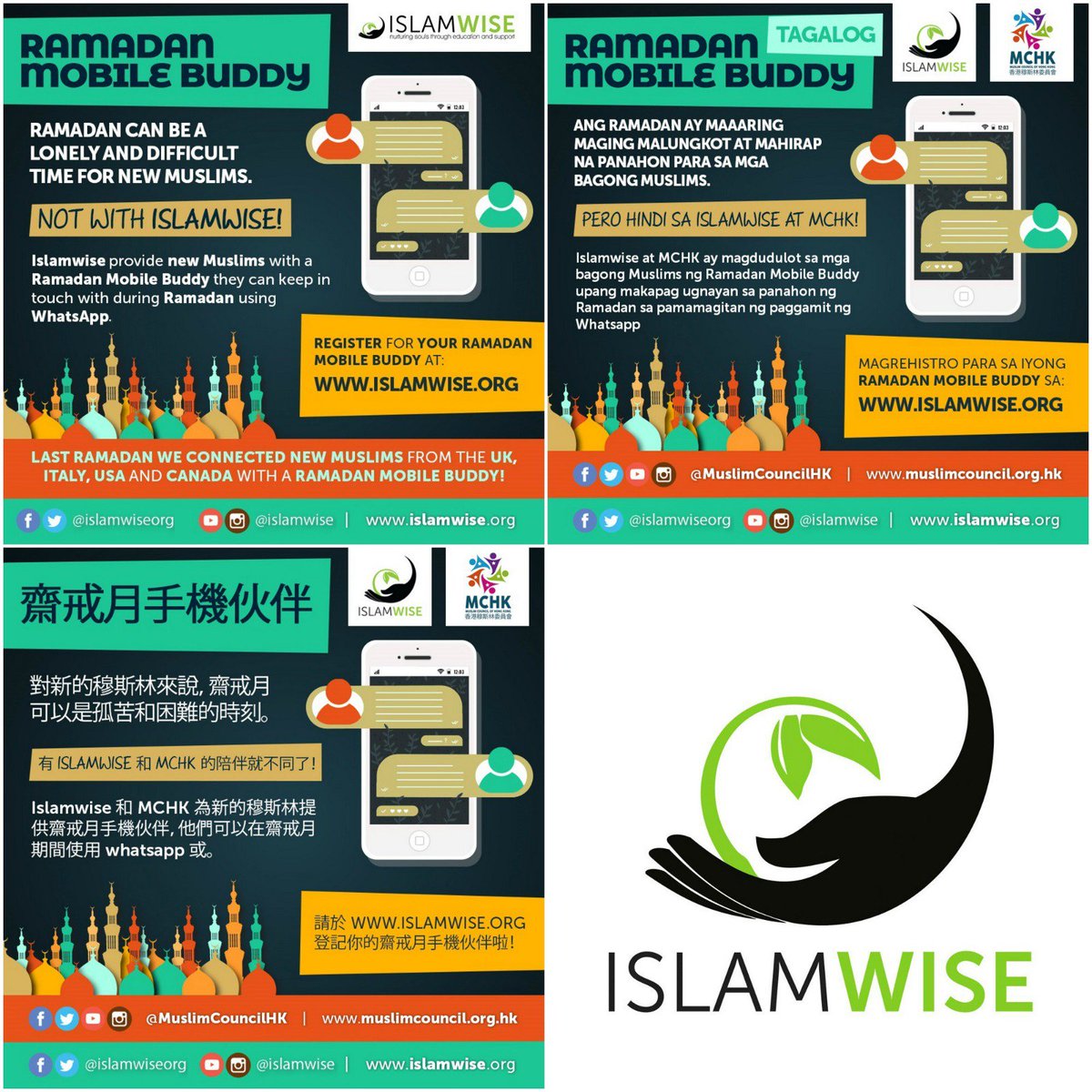 IslamwiseOrg's tweet photo. In our efforts to reach more new Muslims, regardless of language or location, we have partnered with @MuslimCouncilHK to support speakers of TAGALOG and CHINESE, Al-hamdulilah!! #supportnewmuslims #NewMuslimRamadanBuddy https://t.co/l9h03WSHFc