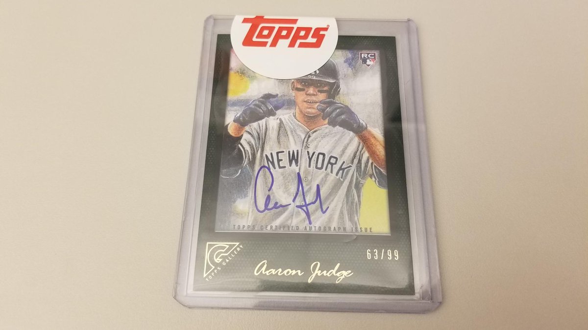 .<a href="/TheJudge44/">Aaron Judge</a> won Rookie of the Year in 2017. Now you can be a winner too.

Smash that RT button for your chance to win his <a href="/Topps/">Topps</a> Gallery rookie auto card on his birthday. #MLBCards