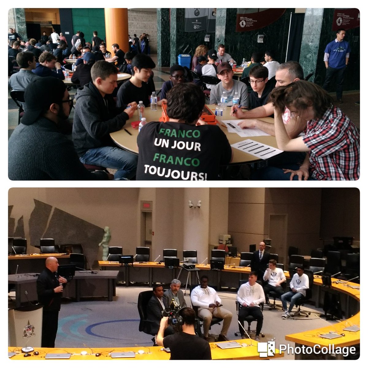 Les gars de <a href="/Epaulards_PS/">Épaulards PS</a> démontrent du leadership et un engagement civic (tout en représentant les écoles Franco) avec le programme Man up! Bravo! #manupconference #cecce