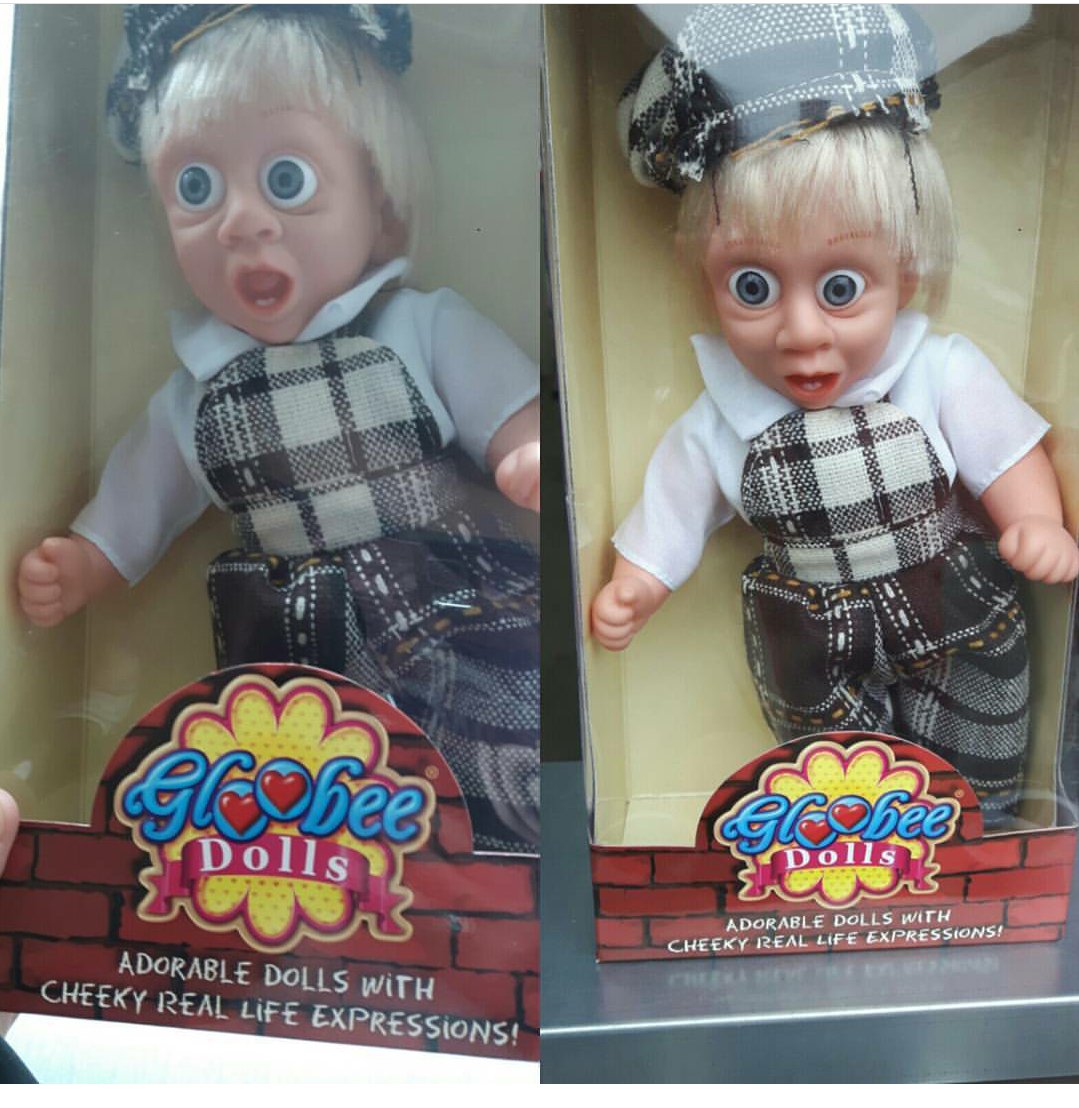 LadyCarolynemma's tweet image. Available at a Scottish post office near you, this doll has seen terrible things.