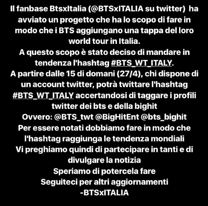 BTSxITALIA's tweet photo. #BTS_WT_ITALY 
#BTSWORLDTOUR 
#LOVE_YOURSELF 
@bts_bighit @BigHitEnt @BTS_twt https://t.co/g8yGXnpsp4