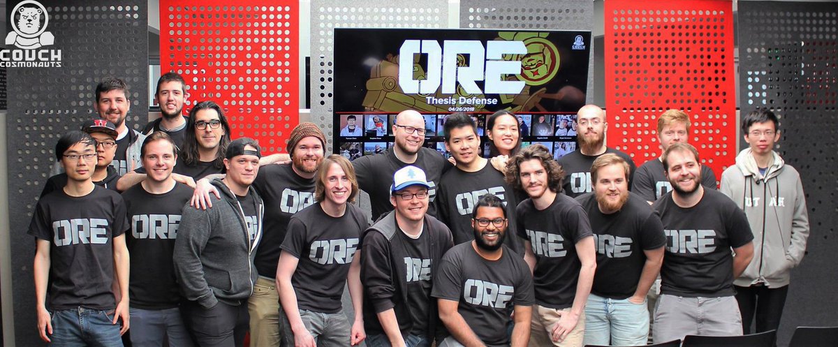 CouchCosmonauts's tweet photo. We just finished our masters Thesis Defense! Big congrats to the team for earning our MEAE degrees and finishing strong. #gradschool #ORETheGame https://t.co/s1ebSydE9B