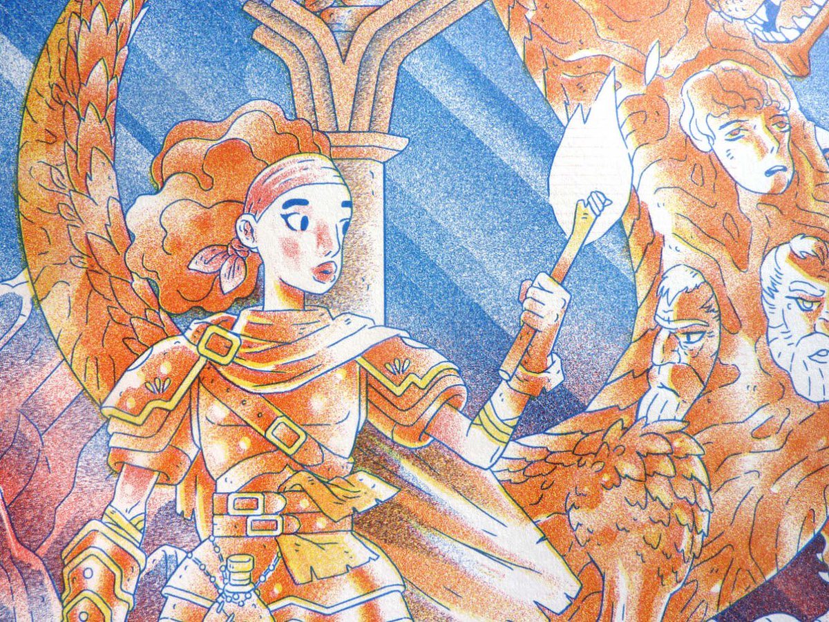 Print_Stuff's tweet photo. Tonight brings you @TKindley. Tom Kindley’s work is inspired by a wide range of subject matter but a common theme that he is drawn to is Mythology. His ideas are usually realised in zines or comics that are risograph printed. See more this Saturday! #printstuff2018 #zines #riso https://t.co/Yeo9fjnDFu