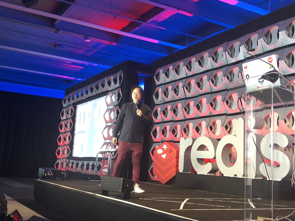 Jimmy Yang from “Silicon Valley” on stage at #redisconf