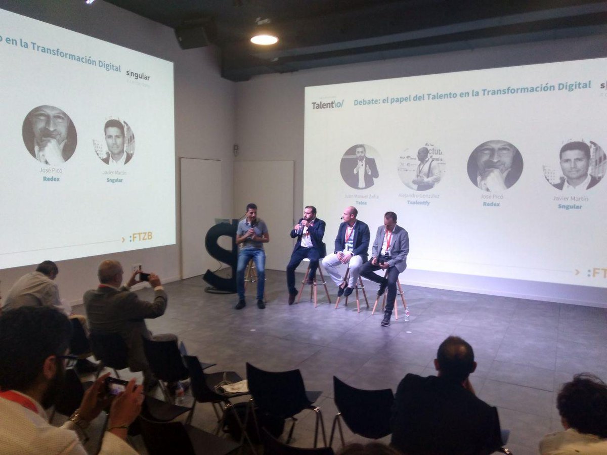 futurizable's tweet photo. Comienza el segundo debate con Juan Manuel Zafra @prensa14, de Telos, @alejandroglez, de la #startup @taalentfy, @picoj, experto en #innovación y fundador de @RedexCreativida, y @loogic, de @Sngular. 

#ObservatorioTalento https://t.co/W795xFU1sS