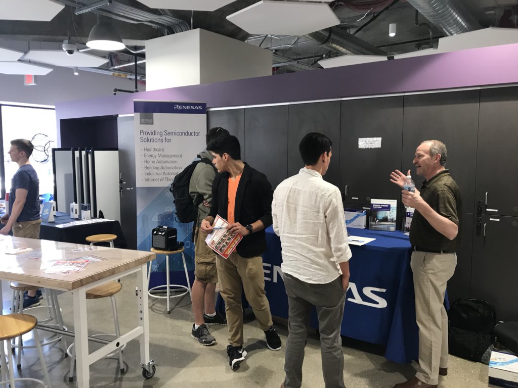 digikey's tweet photo. Great turn out at the University of Wisconsin celebrating the Engineering School Bracket Challenge winners with our friends from Renesas &amp; Electronic Design. Showcasing technology, serving @jimmyjohns and raffling off great giveaways including a trip to @makerfaire! https://t.co/pEpQAREXc9