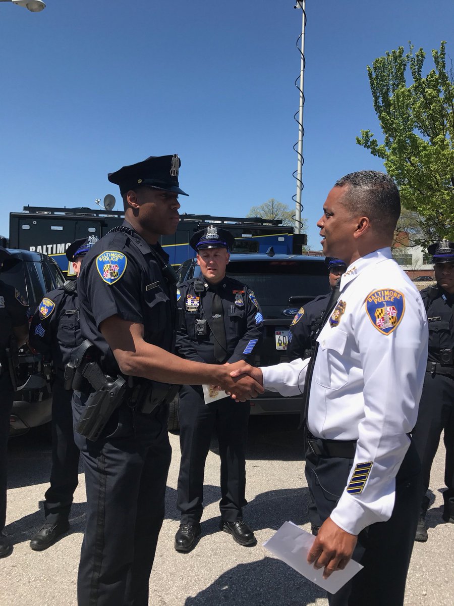Great day to go out and do promotions in the community! Seven sergeants are now lieutenants. I also recognized <a href="/BaltimorePolice/">Baltimore Police</a> Officer Lowery, who recovered a gun during our VRI meeting in the community on Tuesday.