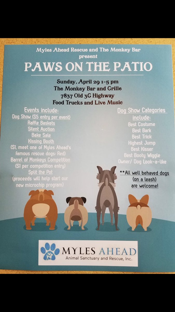 Please join us this Sunday for paws on the patio! See you all there!