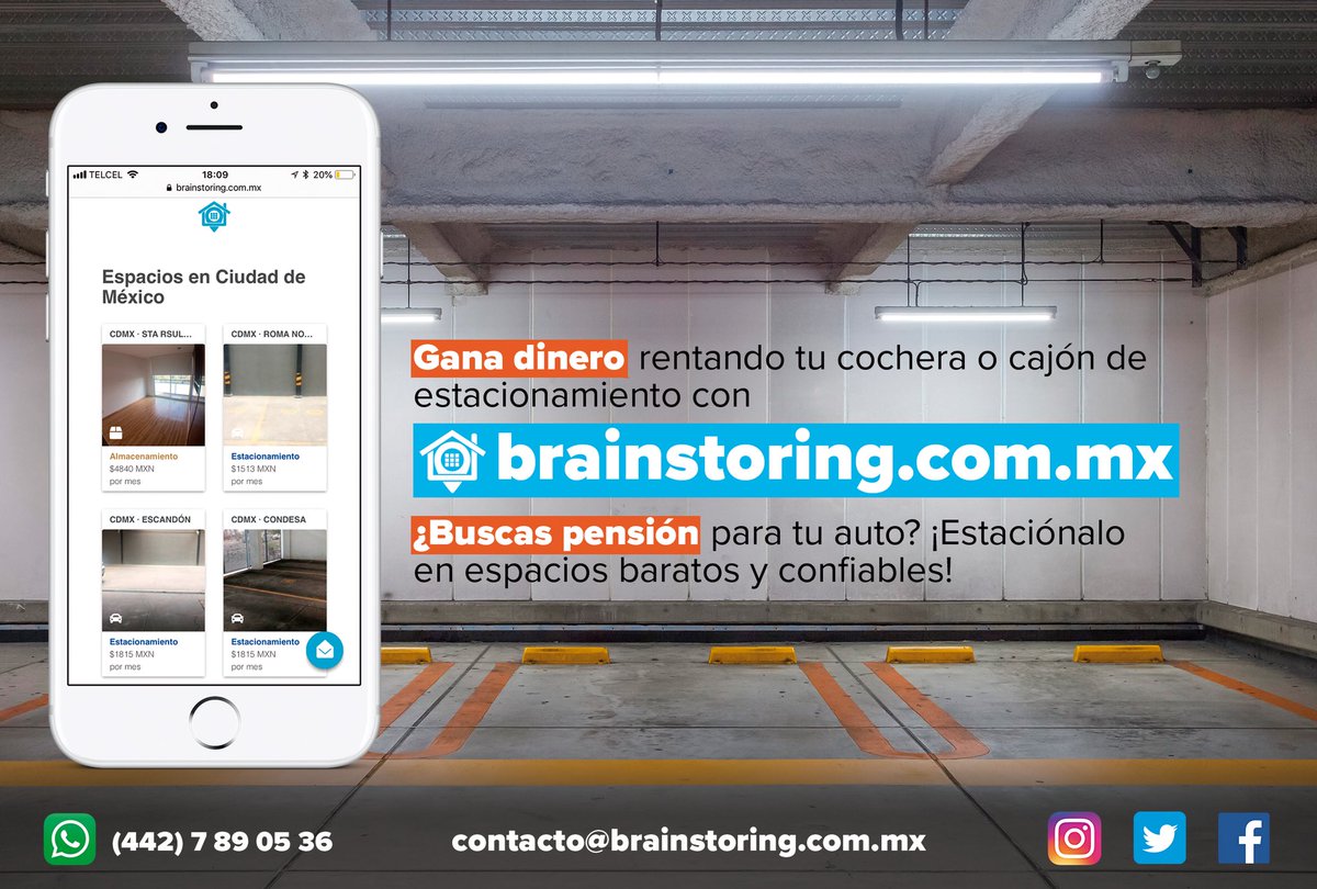 BrainstoringApp's tweet photo. ¿Buscas pensión para tu auto en la CDMX? ¿Quieres ganar dinero con tu cajón de estacionamiento? Visítanos https://t.co/RZeNP8wsE0 https://t.co/8a22Hniykv