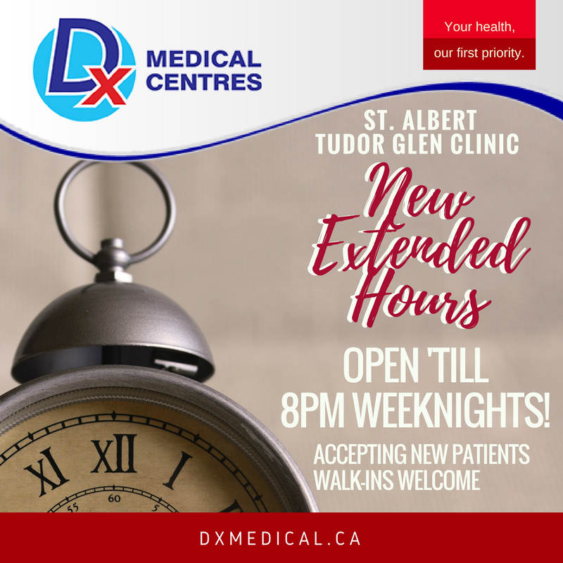 DxMedical's tweet photo. Excited to announce that we are open late at our St. Albert location!  Visit us any weeknight until 8pm!  Walk-ins Welcome! #yegdr  https://t.co/D3rJfAxgWi https://t.co/whHoCDNj2C