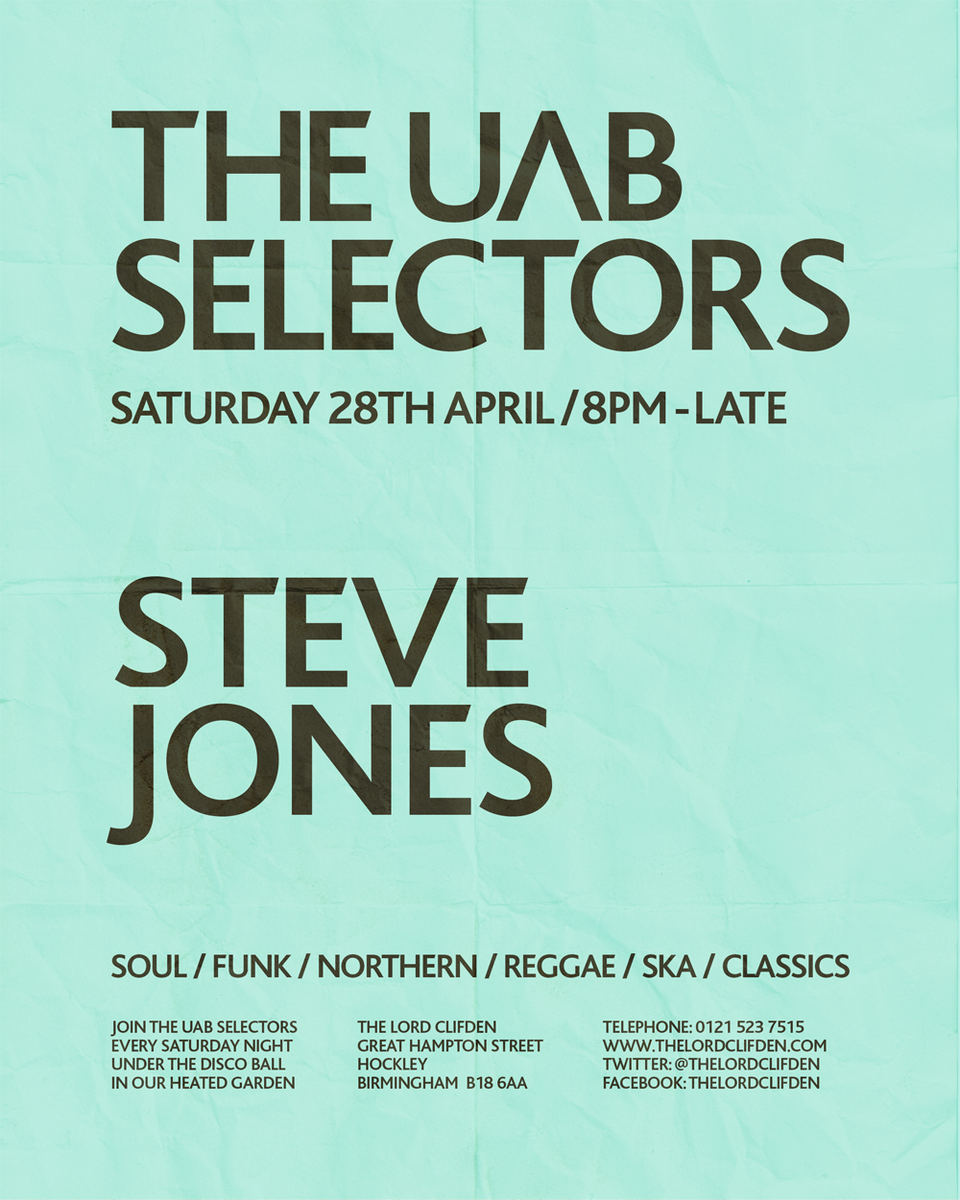 Weekend sounds Friday &amp; Saturday in the beer garden &amp; lounge - 

Fri #Soulshake 7pm w/ <a href="/djdeansmith/">Dean Sunshine Smith</a> + <a href="/Jimthegrin/">DJ Jim Le Grin</a> 
Sat #TLC 7pm (garden) 
Sat #UAB Selectors (lounge)